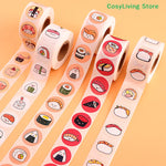 stickers adhésifs sushi cartoon visage couleurs diverses blanc rouge noir vert orange jaune rose