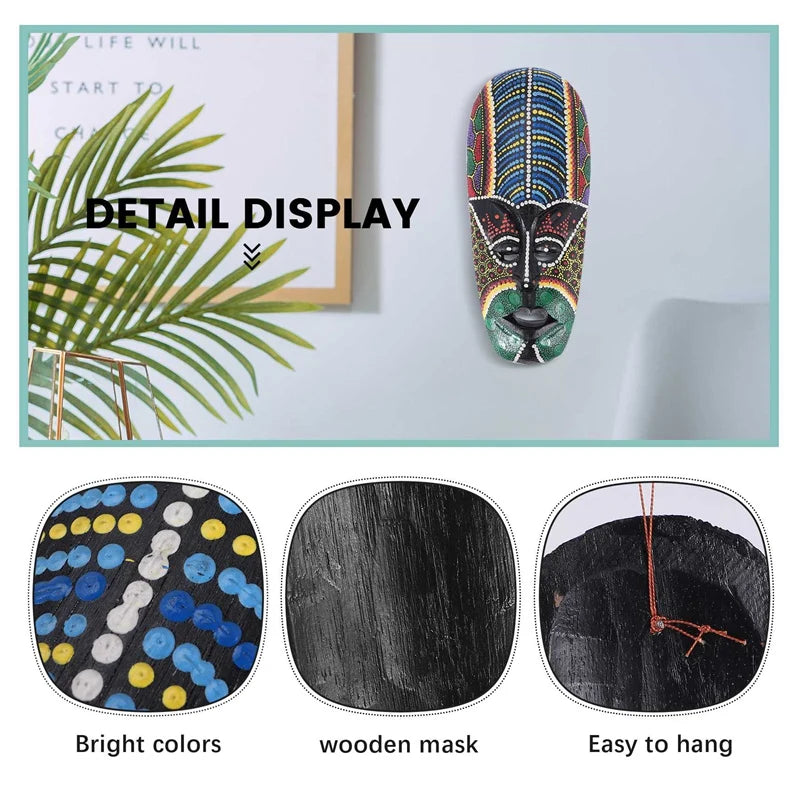 masque decoratif africain bois peint geometrique mural decoration maison tribale