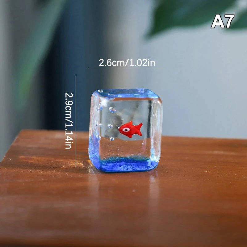 décoration maison boule verre artisanale poisson ruban transparent bleu rouge orange