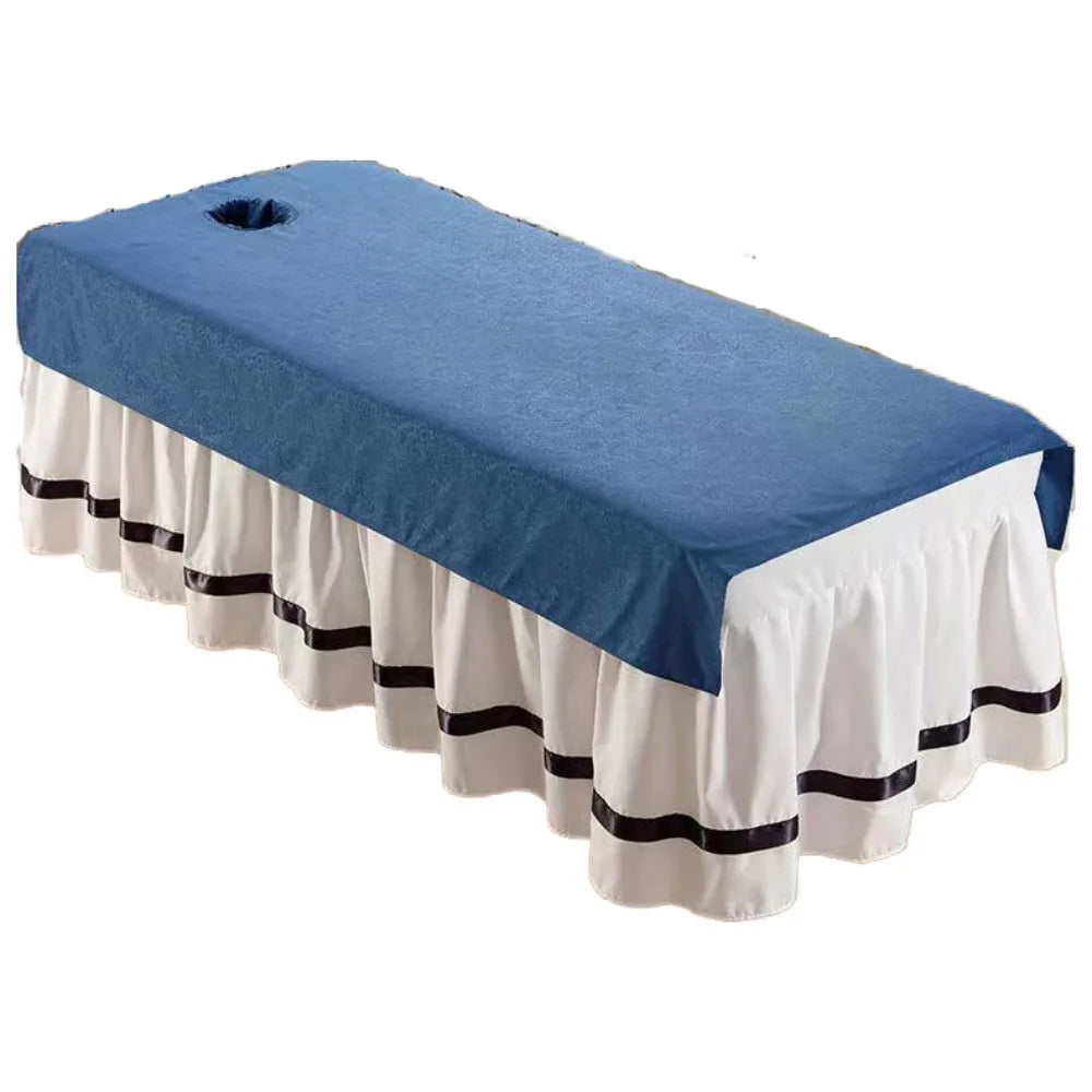 couverture table massage violet motif floral taille classique polyester opaque trou central