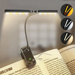 lampe lecture rechargeable 14 led clip noir ajustable couleurs niveaux brightness moderne