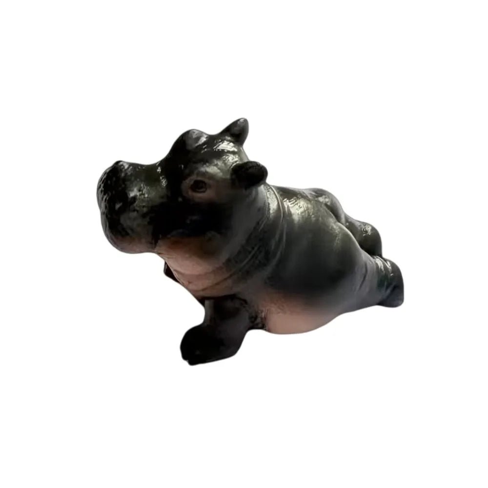 statuette hippopotame résine noir marron pose yoga méditation moderne minimaliste