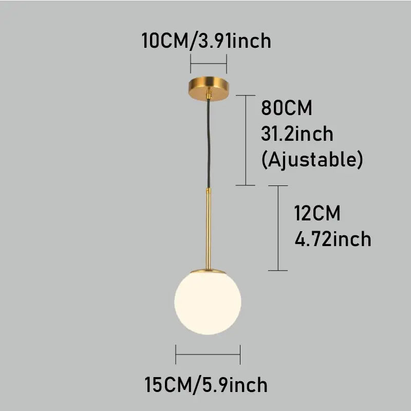 lustre moderne pendentif aluminium or éclairage chambre étude marche arrêt toucher