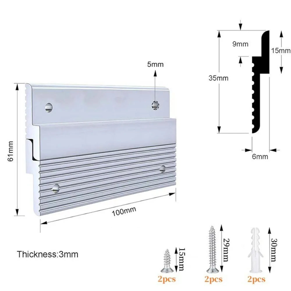 support mural argenté moderne vis fixations 305mm longueur 61mm hauteur