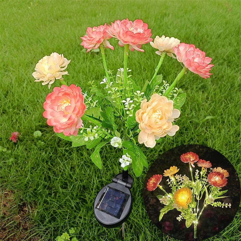 fleurs artificielles lumineuses rouge rose jaune blanche modernes extérieures patio jardin decoration fete noel