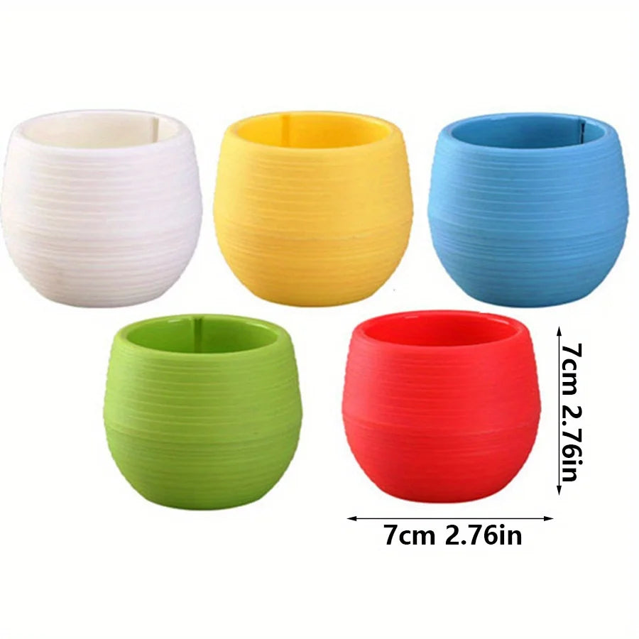 cache pots succulentes couleurs mixtes rayures horizontales moderne minimaliste plastique variété tons vibrant