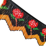 ruban décoratif roses stylisées noir blanc rouge artisanal opacité 15cm large