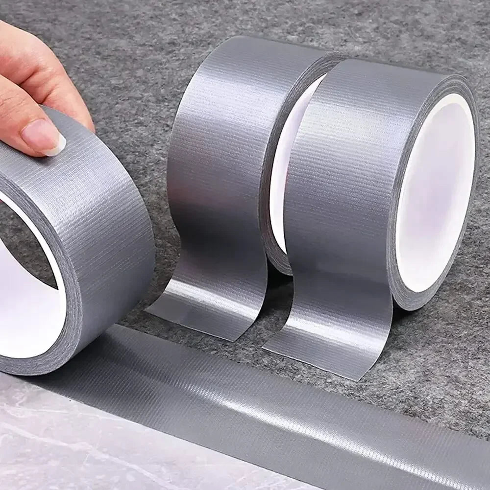 ruban adhésif plomberie tissu fibres apparentes texture industrielle robuste gris métallisé 10m réparation tuyaux