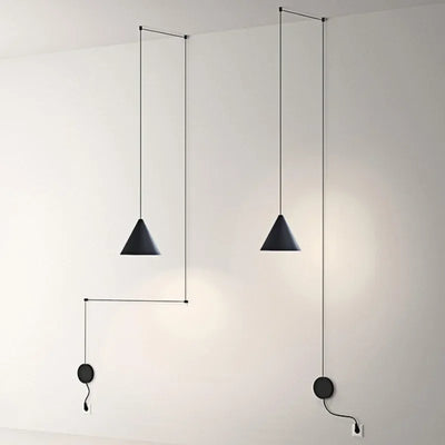 Lampe de chevet suspendue réglable en métal couleur orange