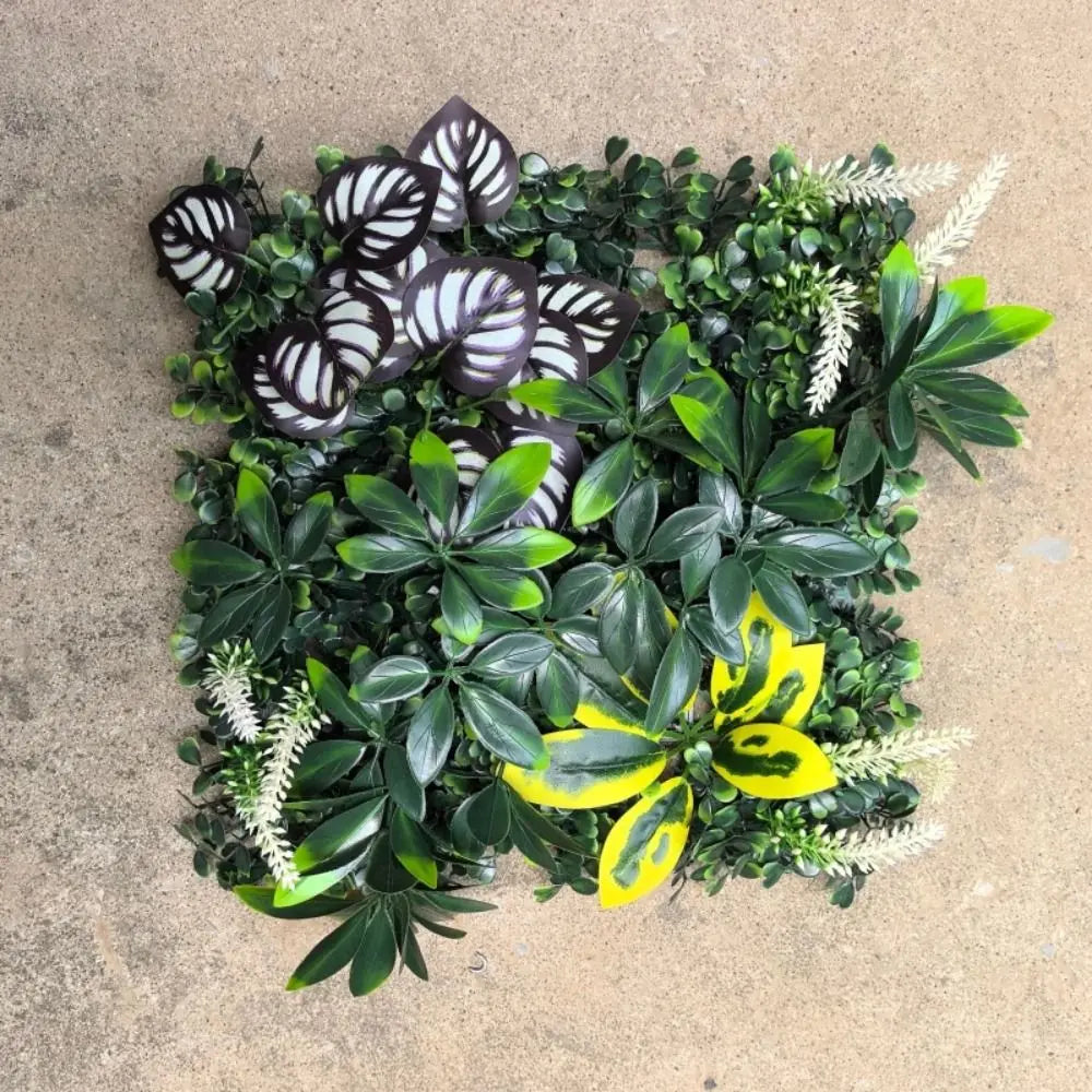 plantes artificielles végétales modernes feuilles variées opaques vert jaune blanc rouge extérieures tapis eucalyptus