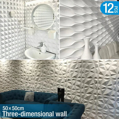 Panneau mural autocollant 3D 50x50 cm blanc