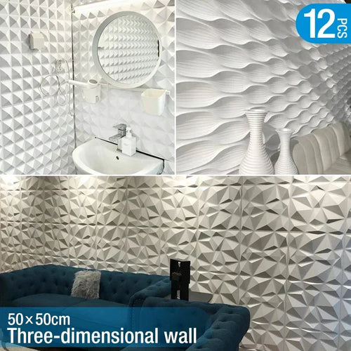 Panneau mural autocollant 3D 50x50 cm blanc