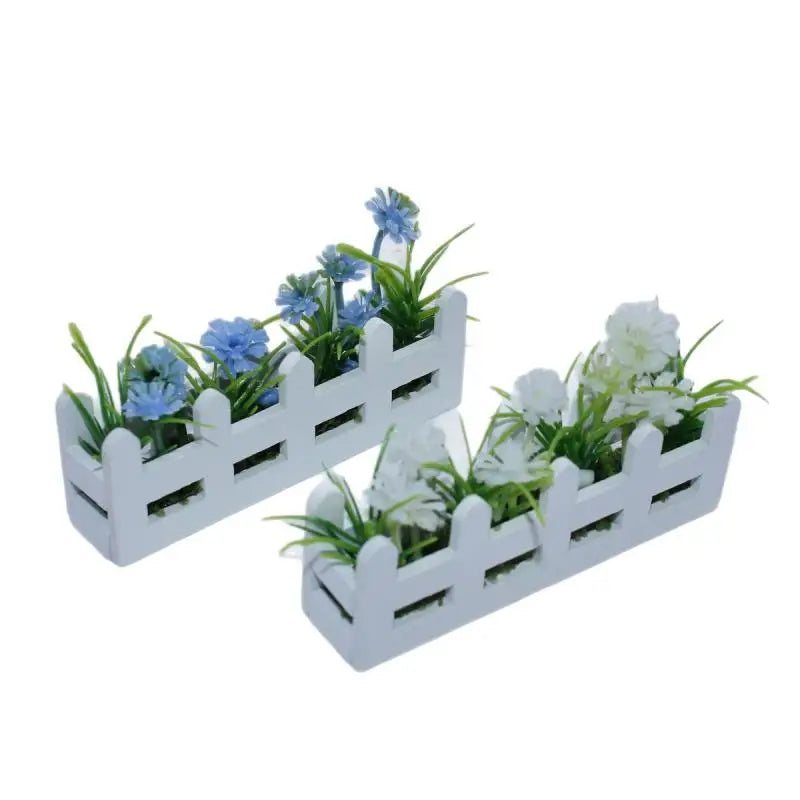 miniature clôture fleurs artificielles différentes couleurs décorative maison poupée accessoire miniature vert rose jaune