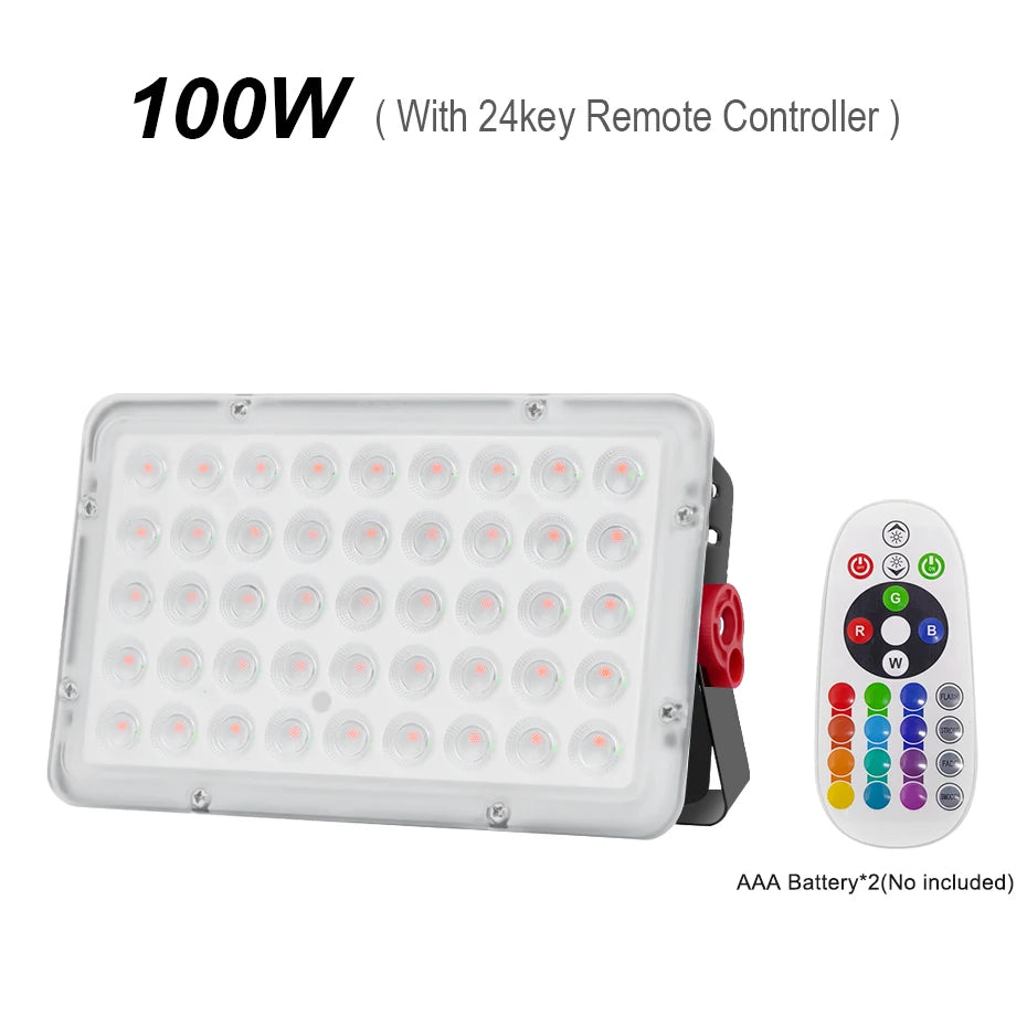 projecteur led rgb ip66 moderne télécommande 220v 100w 200w extérieur aluminium