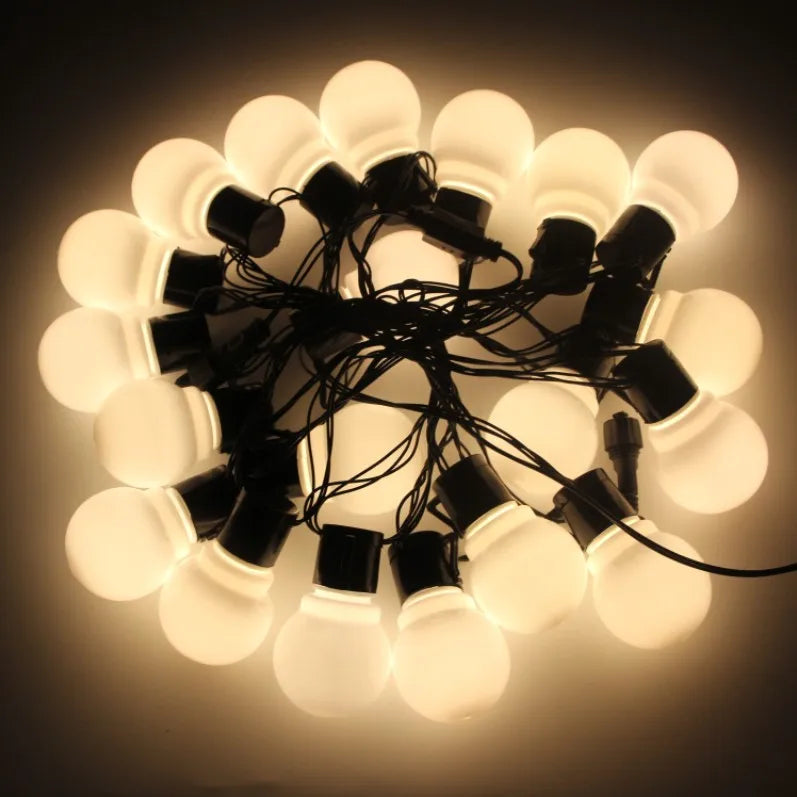 guirlande lumineuse noël blanc boules sphériques moderne clips câble noir 20 ampoules