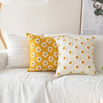 coussins brodés fleurs blancs jaunes modernes 30x50cm opaques décoration maison