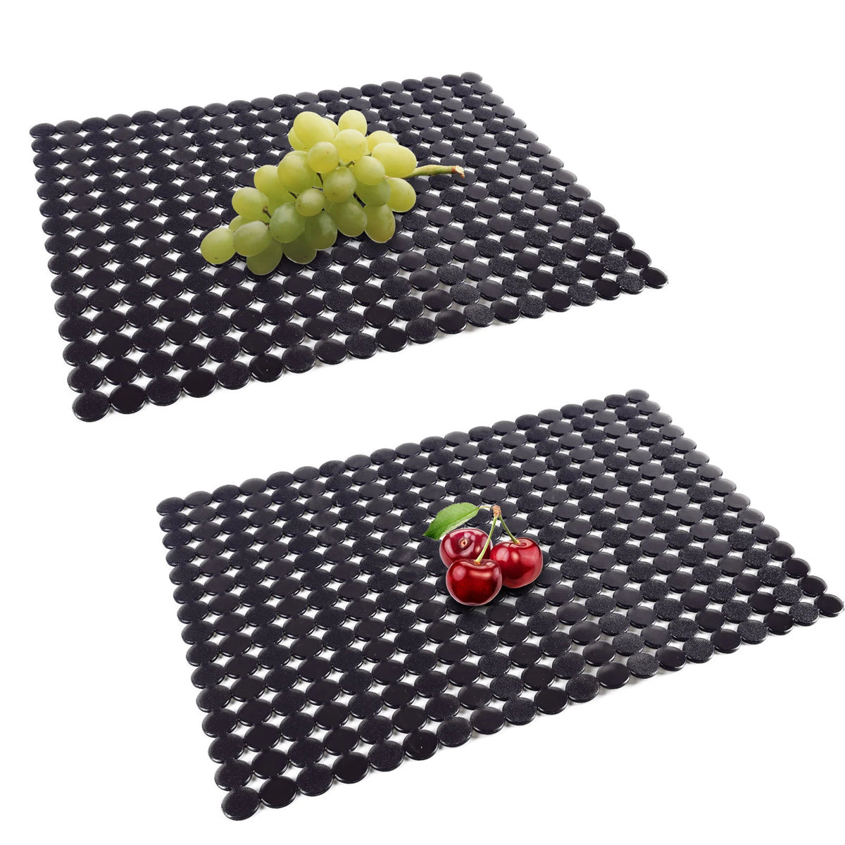 tapis cuisine anti dérapant noir moderne adhésif rondelles grille 30x40cm