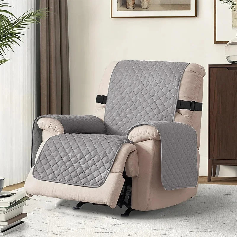 housse fauteuil inclinable gris beige quiltée boucles anti dérapante lavable moderne