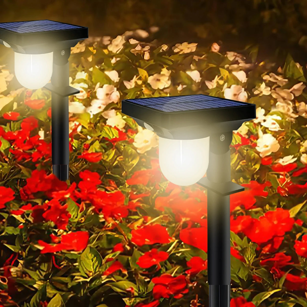 lampes solaires extérieures jardin moderne sensoriel mouvement étanche noir blanc