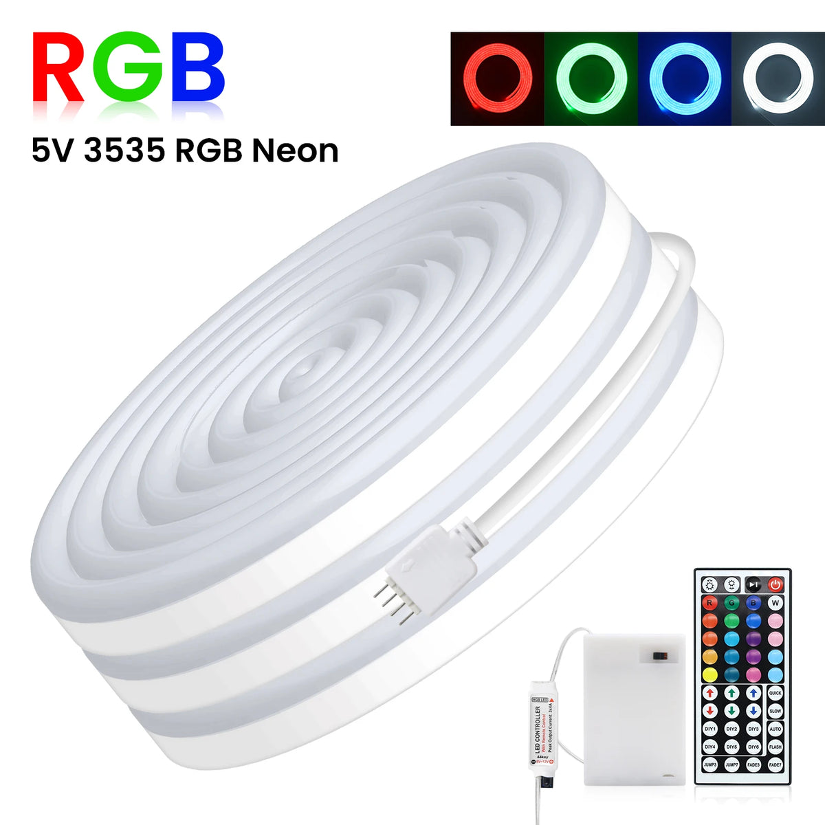ruban led neon rgb bluetooth flexible étanche télécommande piles chambre moderne