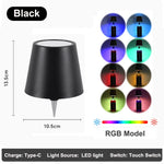 lampe table rechargeable led noir moderne base plate abatjour cable charge