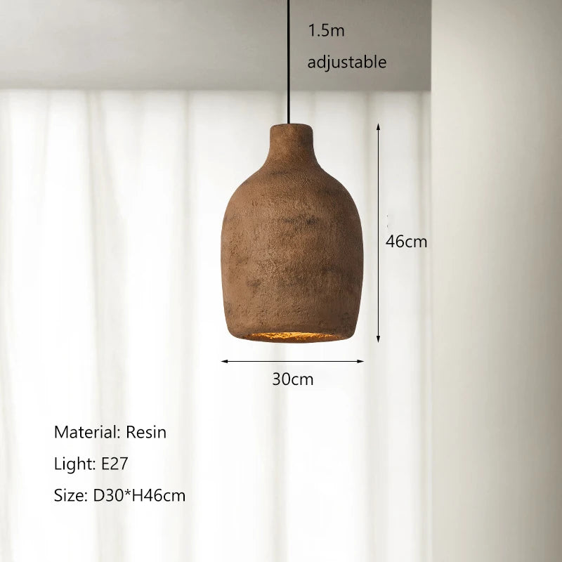 luminaire suspension moderne résine mate wabi sabi minimaliste salon chambre beige gris