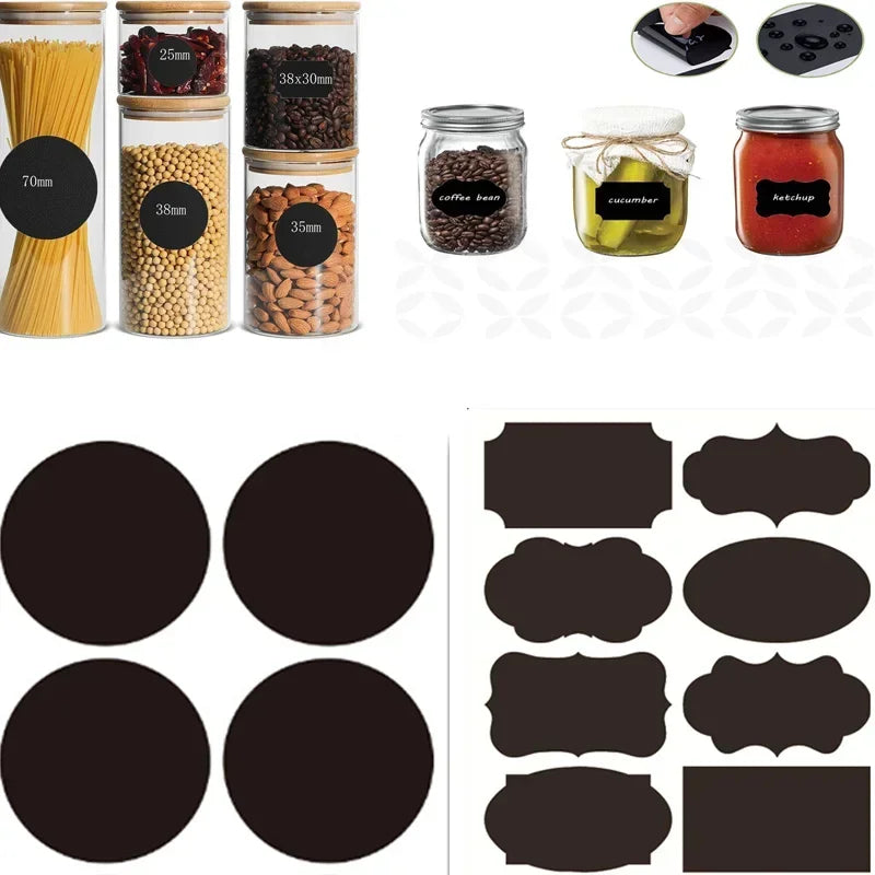 étiquettes adhésives noires rondes rectangulaires pvc classiques marques blanches cosmétiques cuisine