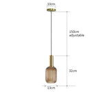suspension lumineuse or vert gris moderne rayures horizontales opacité câble noir 13cm 20cm 30cm
