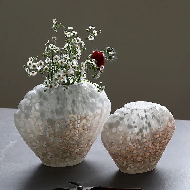 vase decoratif coquillage blanc rose table maison fleurs nature