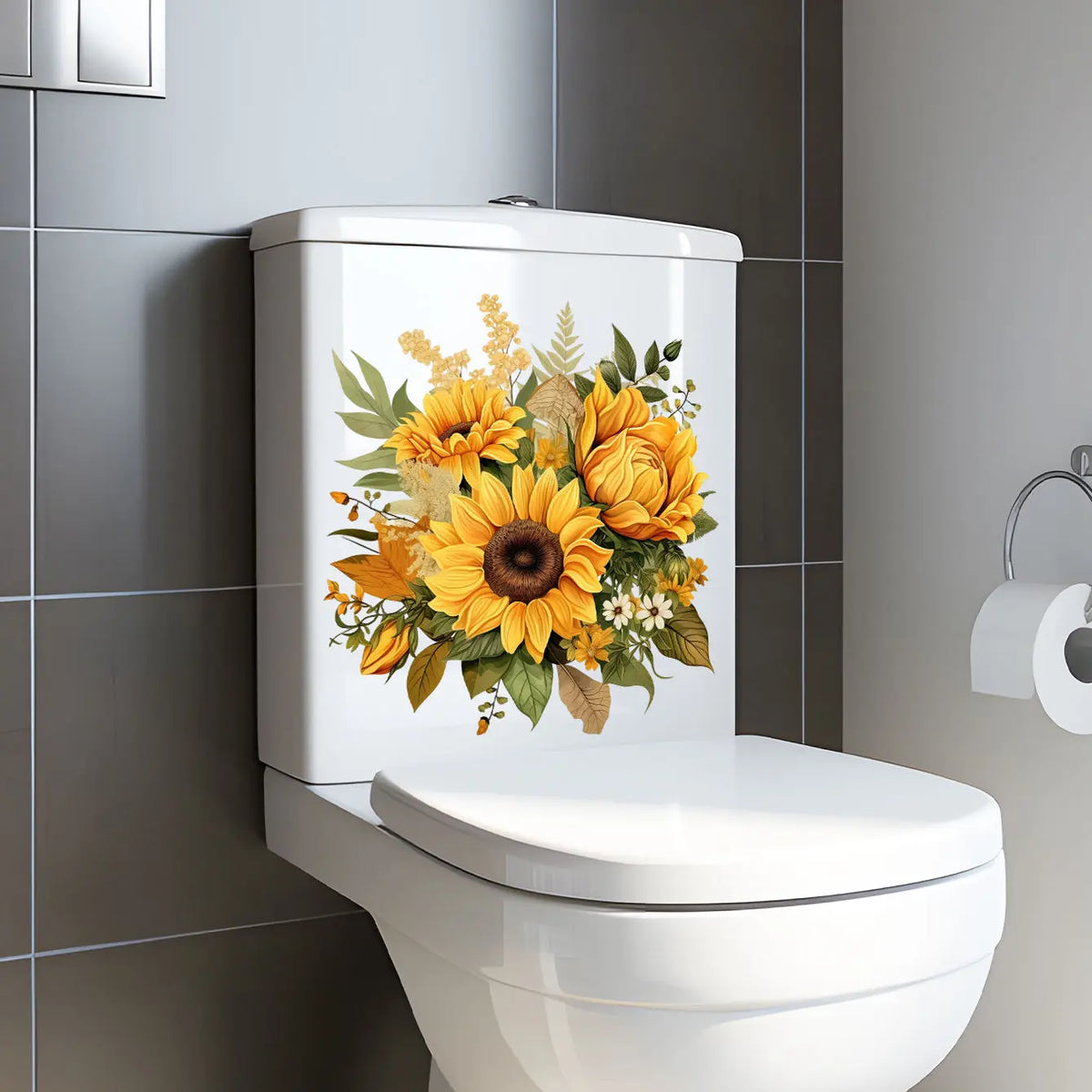 stickers decoratifs fleurs tournesols feuilles art floral stickers toilette stickers murals stickers pvc stickers