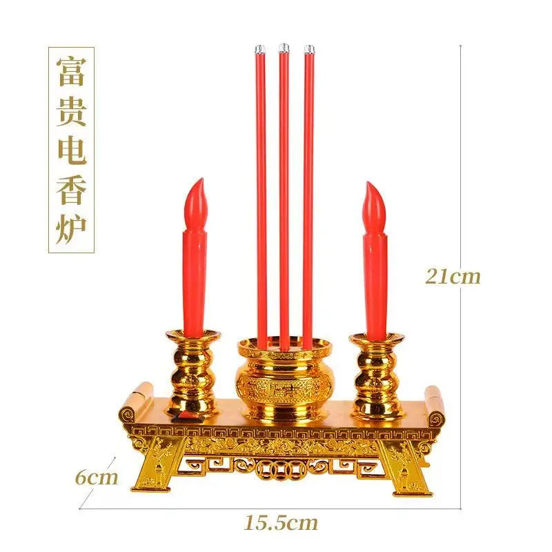 décoration religieuse classique bougeoir trois bougies rouge doré traditionnel