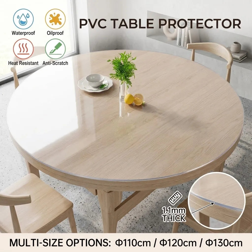 protège table transparent moderne clips 110cm 120cm 130cm imperméable cuisine restaurantextérieur