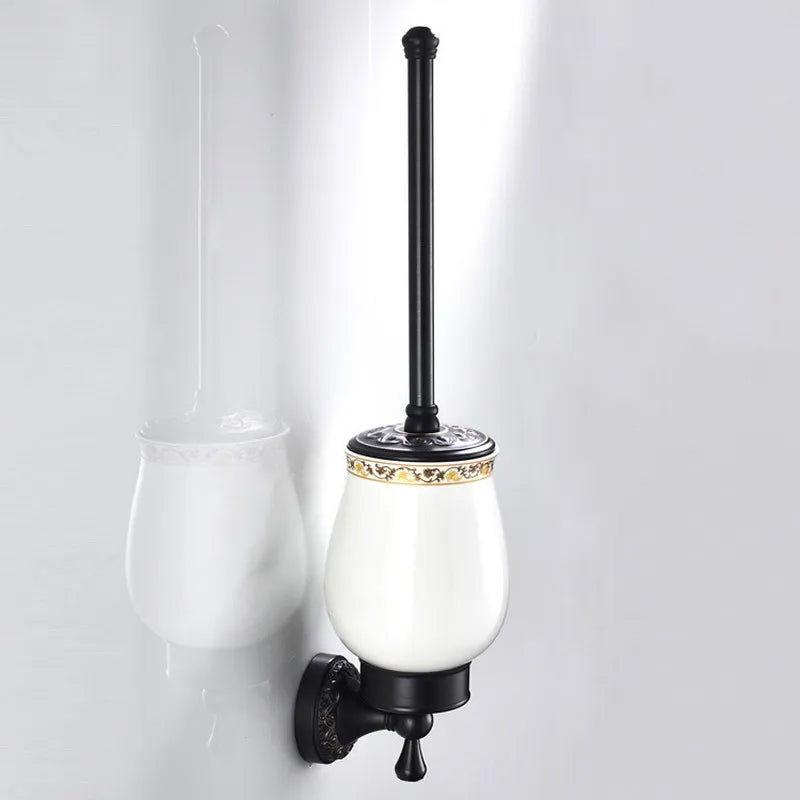 accessoires salle bain cuivre laiton noir classique brosse toilette porte serviettes papier hygiénique móc