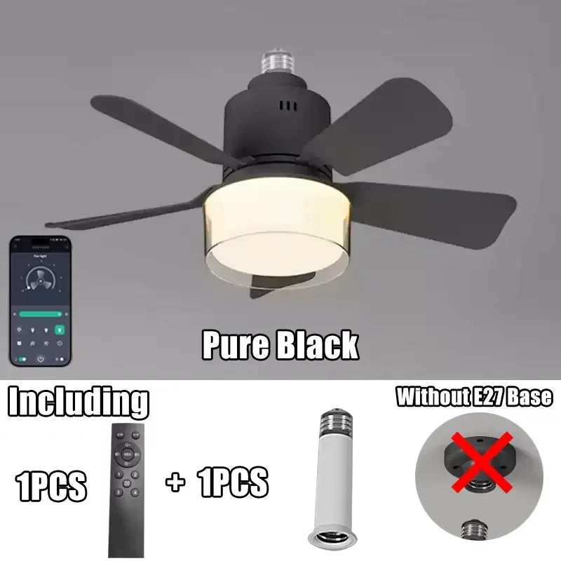 ventilateur led lumière réglable controle télécommande application moderne chambre cuisine salon