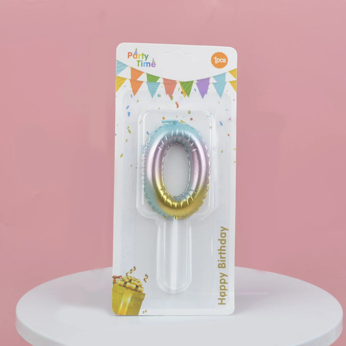 bougies forme chiffre anniversaire or argent bleu rose gradient moderne festives tringle