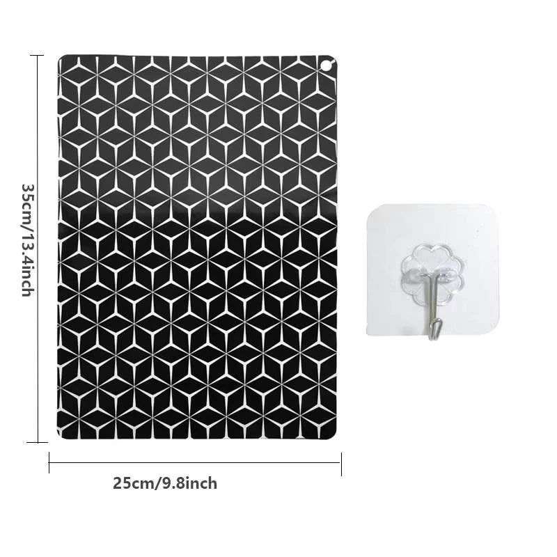 protège plaque induction silicone anti rayures moderne noir blanc hexagones adhésif durable rond rectangle
