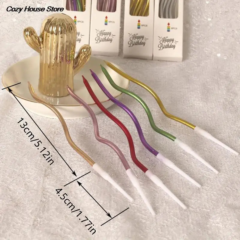 Bougies flexibles multicolores rayures modernes or vert rose violet adhésif festives enfants