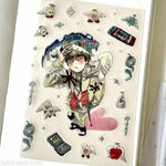 sticker multicolore personnages animaux motifs floraux art japonais diy scrapbooking illustrations fantaisistes