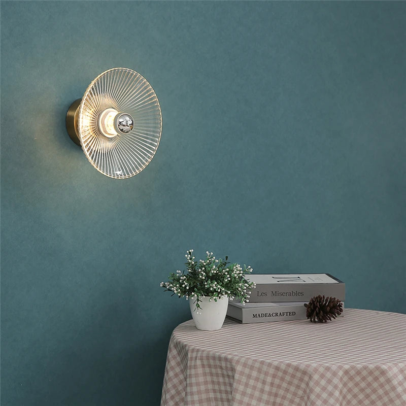 lampe murale moderne transparente dorée rayures fines ampoule led éclairage quotidien fixation élégant flux