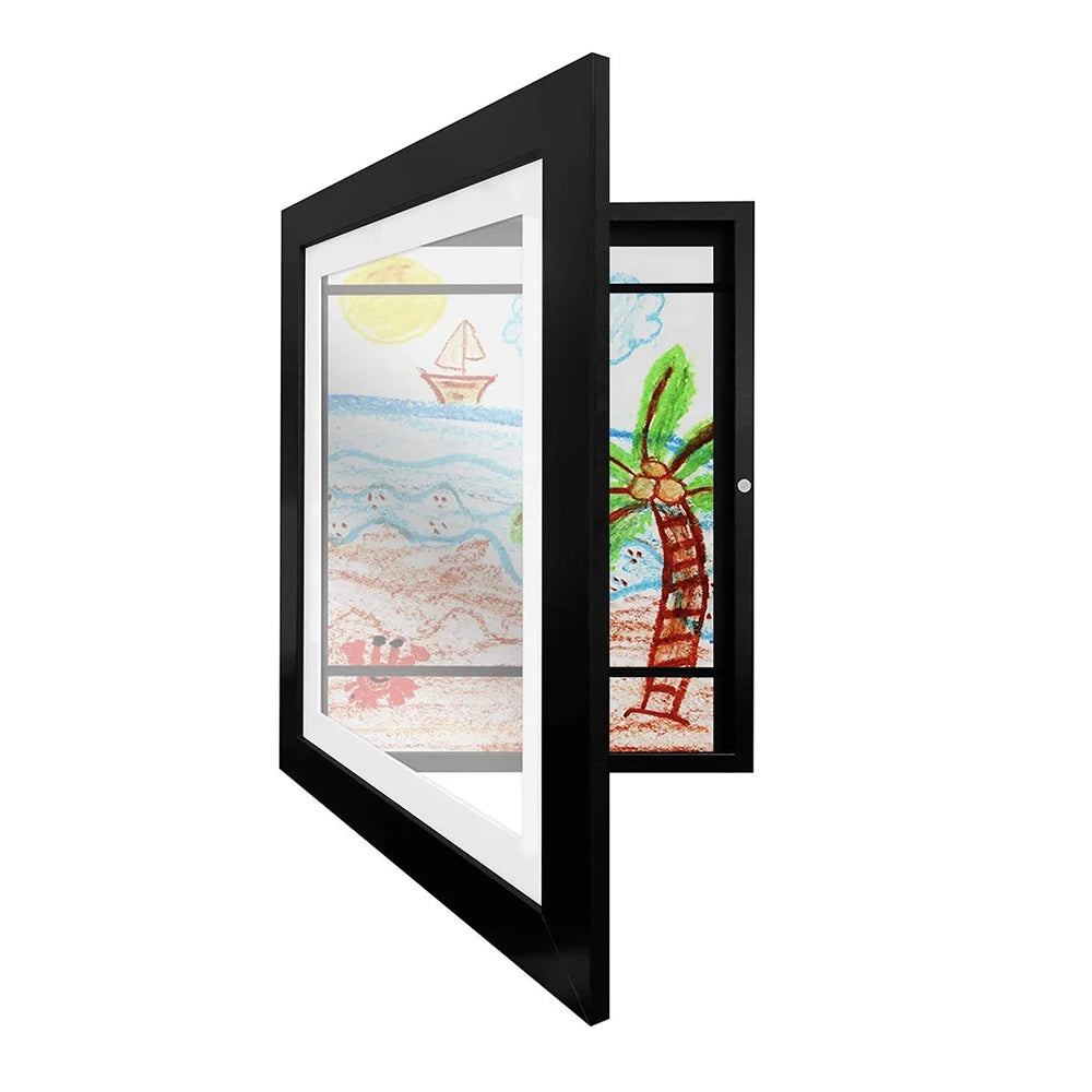 cadre photo double face bois blanc noir transparent moderne enfants affichageversible