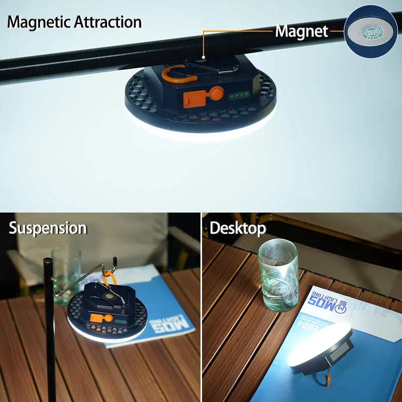 lampe led camping bleu orange vert hexagones moderne rechargeable usb type