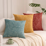 housse coussin carré brodé géométrique moderne polyester coton bleu rouge jaune gris blanc decoration