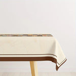 nappe table patchwork géométrique réutilisable polyester classique beige marron bleu orange vert clips