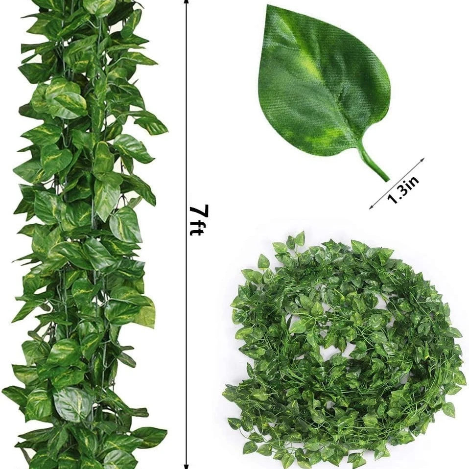 guirlande végétale artificielle feuilles vert naturel decoration extérieure mariage fête thanksgiving christmas party hanging