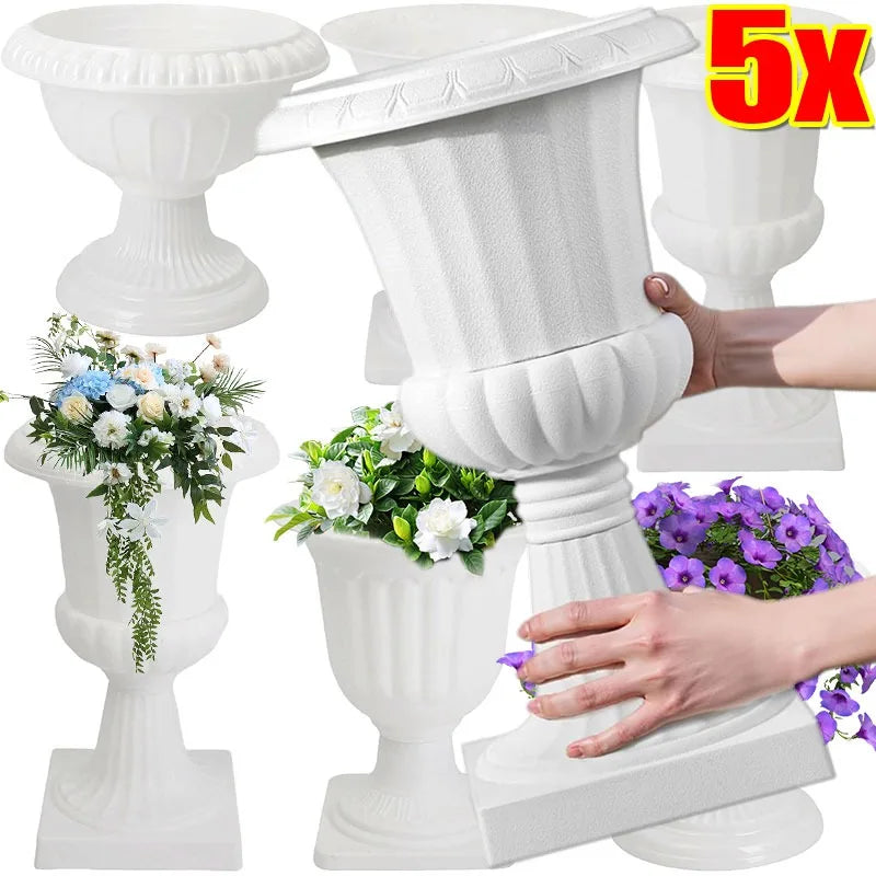 vase blanc classique plastique ridé fleurs artificielles décoration intérieure maison