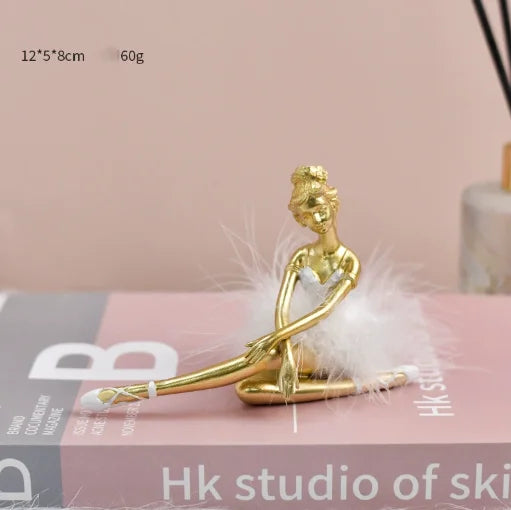 figurine danseuse résine argent doré blanc plume robe mariage anniversaire noël valentin