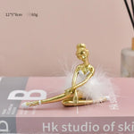 figurine danseuse résine argent doré blanc plume robe mariage anniversaire noël valentin