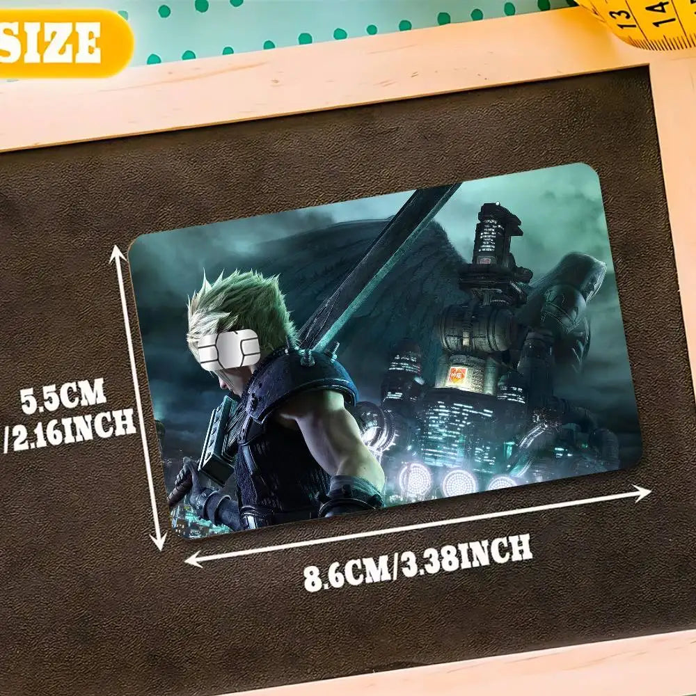autocollants carte bancaire final fantasy moderne bleu vert waterproof réutilisable set stickers papier