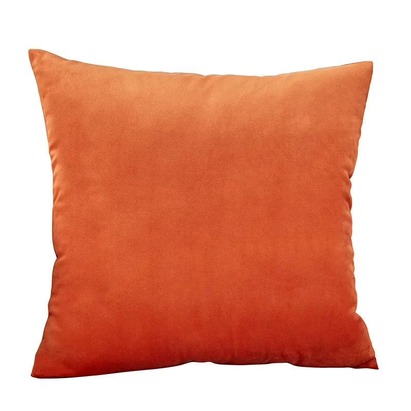 housse coussin velours carré moderne orange jaune 45x45cm machine lavable simple déco chambre canapé