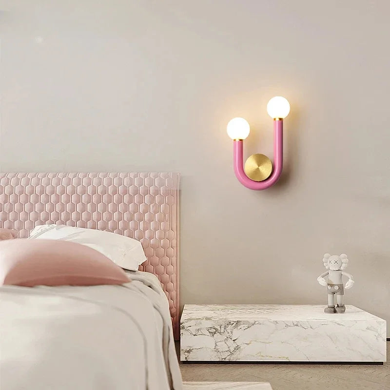 applique murale moderne led rouge bleu rose doré chambre salon minimaliste fixée mur